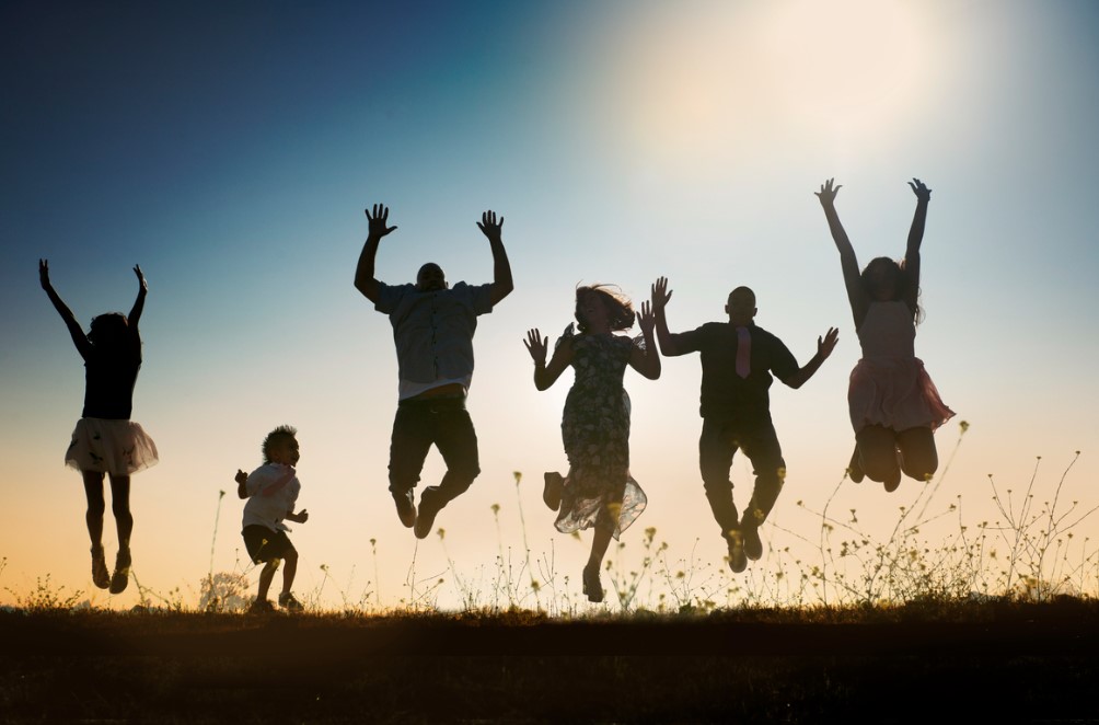 family jumping