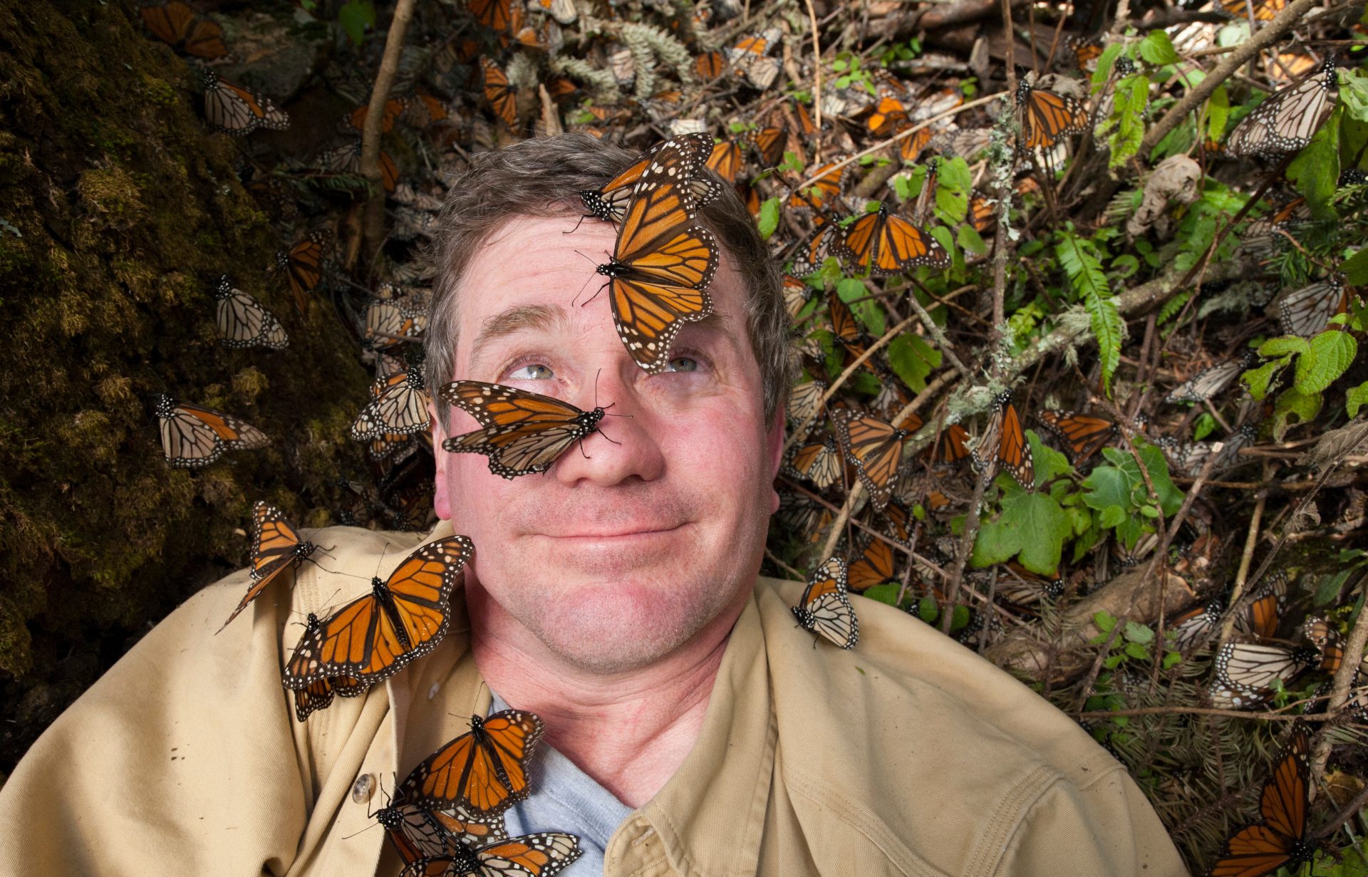 Joel Sartore with butterflies